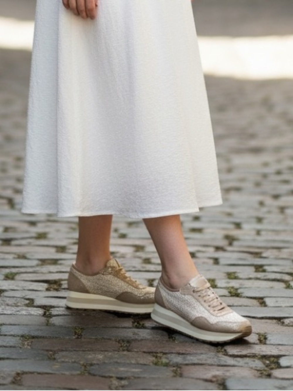 Naked Feet Beige Woven Knit Women's Sneakers
